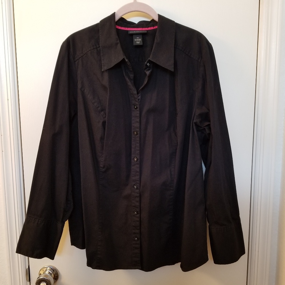 Lane Bryant 24 Black Long Sleeve Blouse